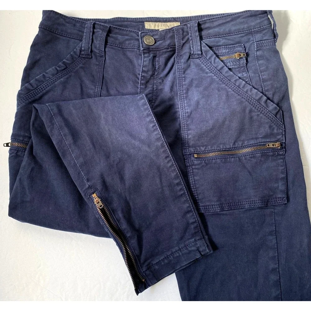 Joie Womens Park Skinny Pants 29 Navy Blue Utility Cargo Lyocell Blend Calf Zips - Picture 8 of 16